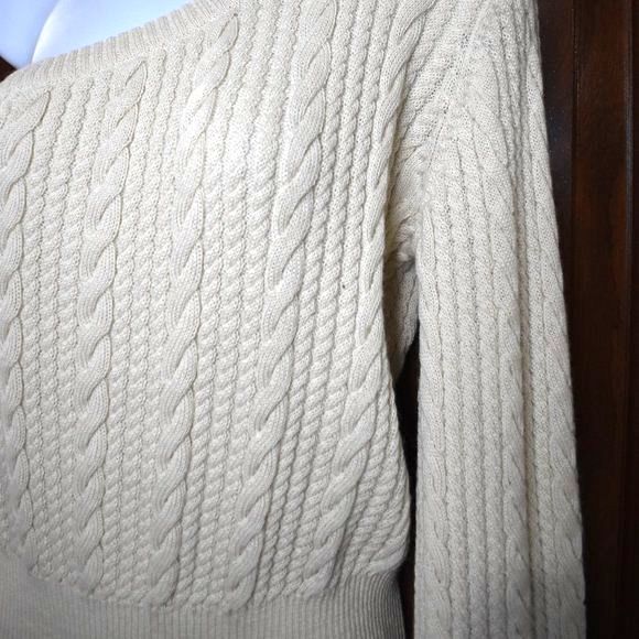Parentezi One-Sleeve Cable Knit Sweater Small Off White Baby Alpaca Off-Shoulder - Picture 9 of 14